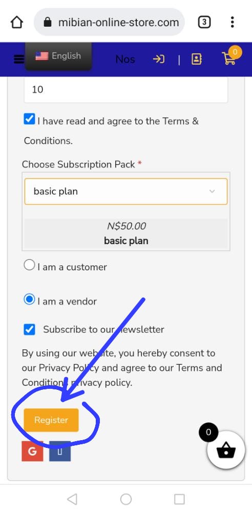 how to register your seller account using your mobile phone.